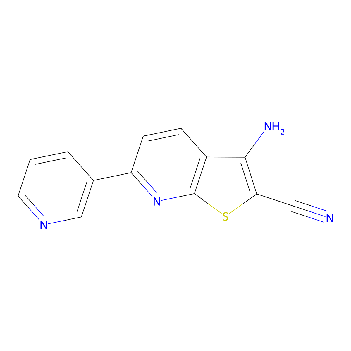 3-Amino-6-(pyridin-3-yl)thieno[2,3-b]pyridine-2-carbonitrile molecular structure, CAS 118947-66-3