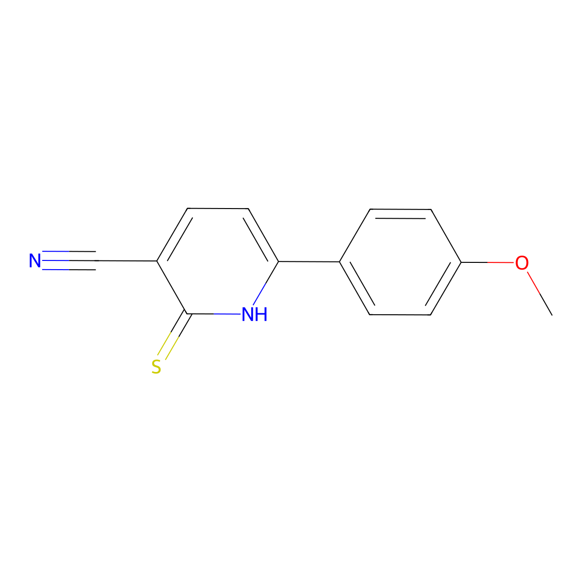 2-Mercapto-6-(4-methoxyphenyl)nicotinonitrile molecular structure, CAS 118947-85-6