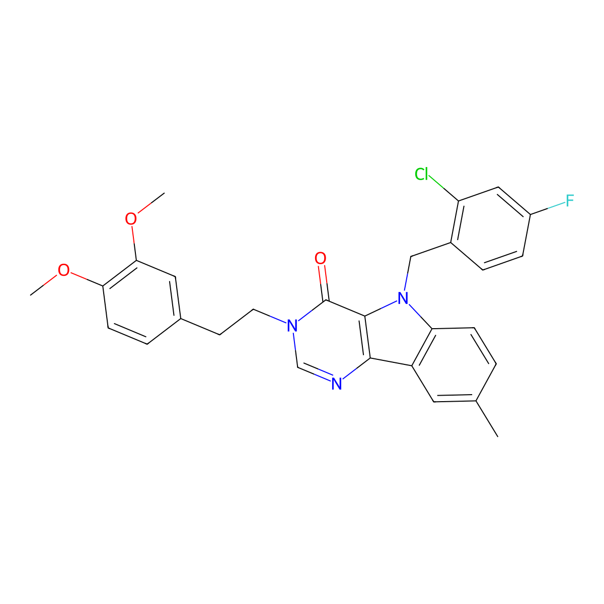 5-(2-chloro-4-fluorobenzyl)-3-(3,4-dimethoxyphenethyl)-8-methyl-3H-pyrimido[5,4-b]indol-4(5H)-one molecular structure, CAS 1189470-79-8