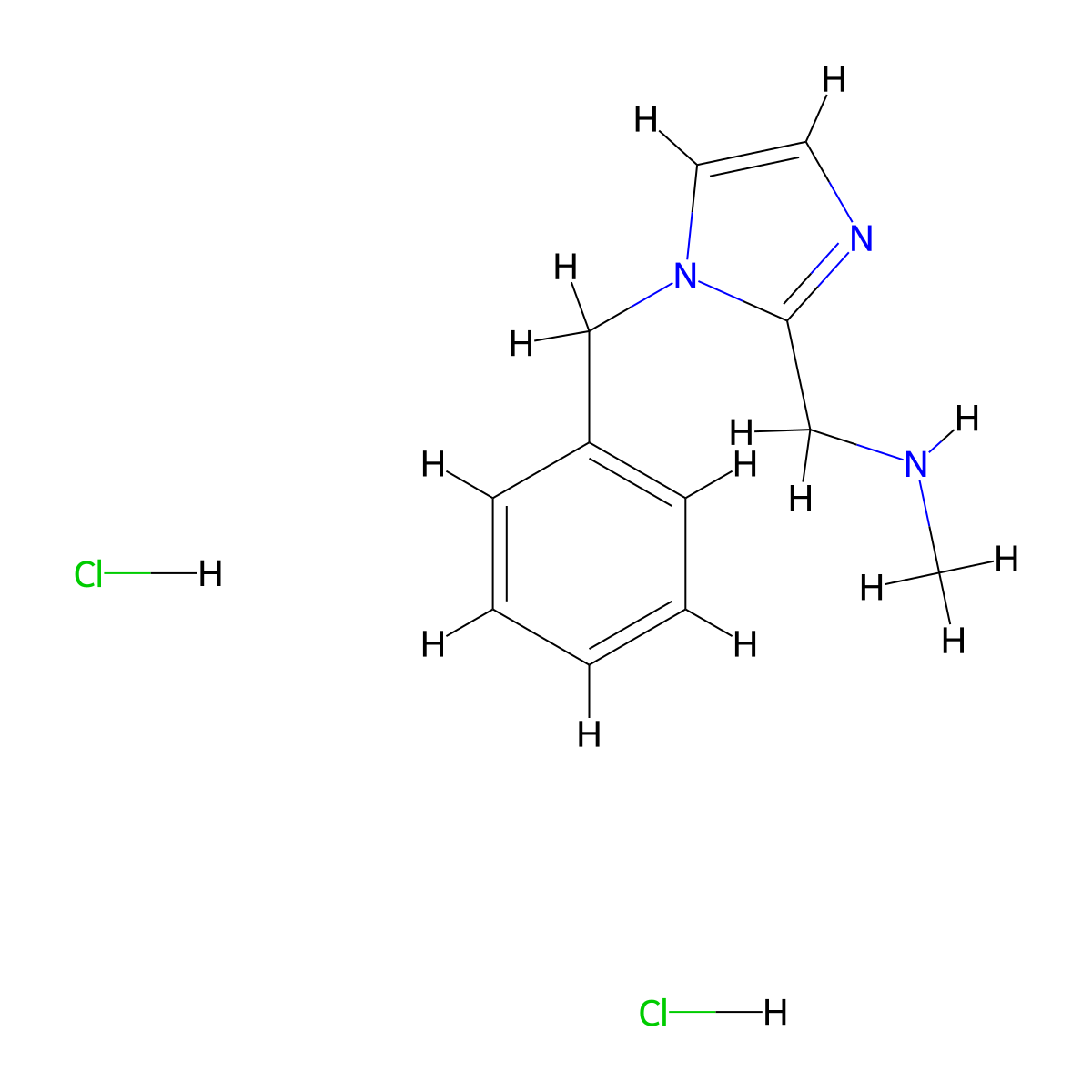 [(1-Benzyl-1H-imidazol-2-YL)methyl]methylamine dihydrochloride molecular structure, CAS 1189471-03-1