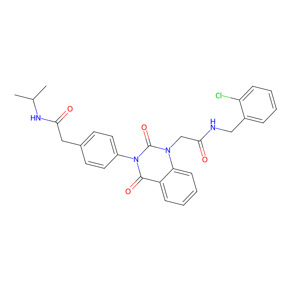 N-[(2-chlorophenyl)methyl]-2-[2,4-dioxo-3-(4-{[(propan-2-yl)carbamoyl]methyl}phenyl)-1,2,3,4-tetrahydroquinazolin-1-yl]acetamide molecular structure, CAS 1189472-48-7