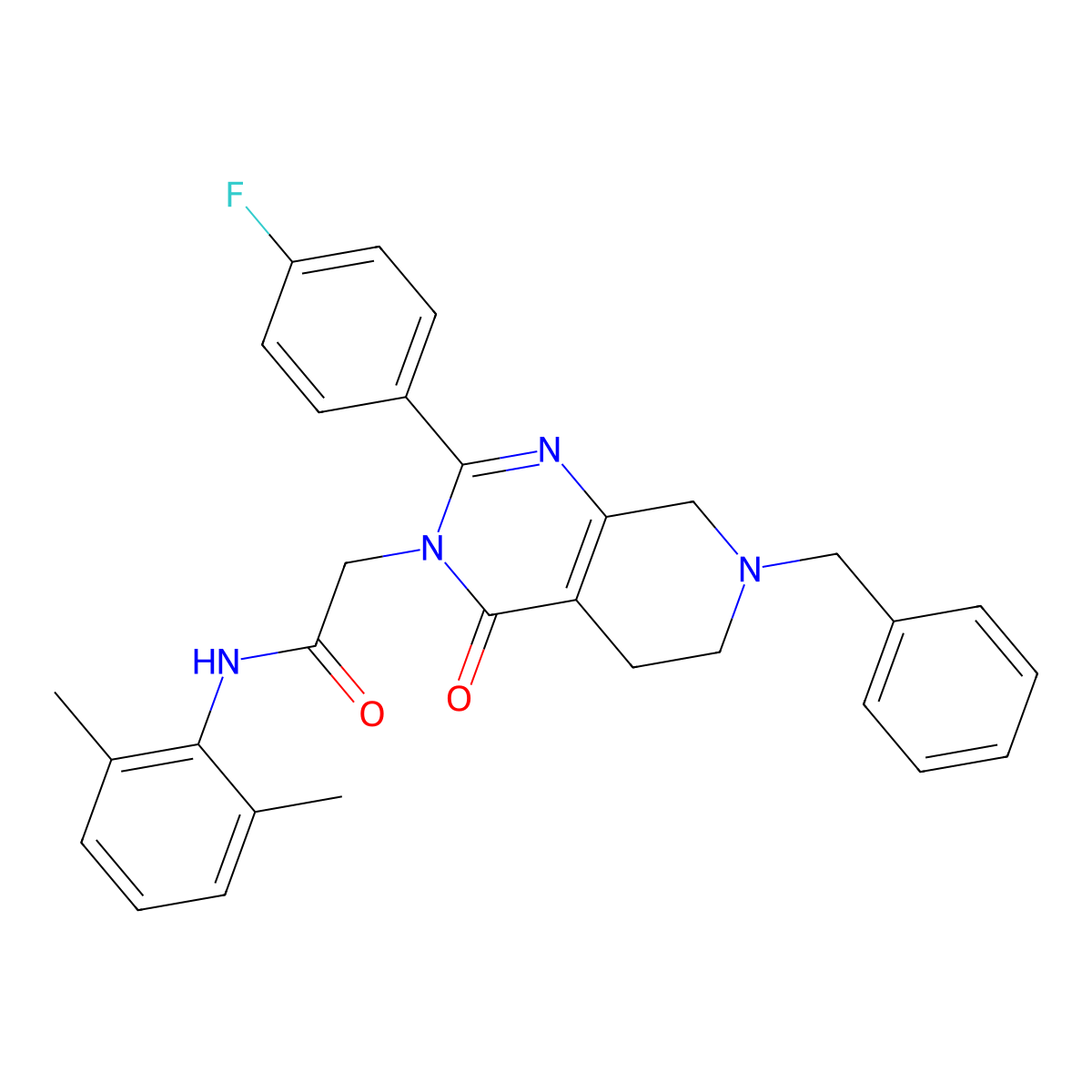 2-[7-benzyl-2-(4-fluorophenyl)-4-oxo-3H,4H,5H,6H,7H,8H-pyrido[3,4-d]pyrimidin-3-yl]-N-(2,6-dimethylphenyl)acetamide molecular structure, CAS 1189472-53-4