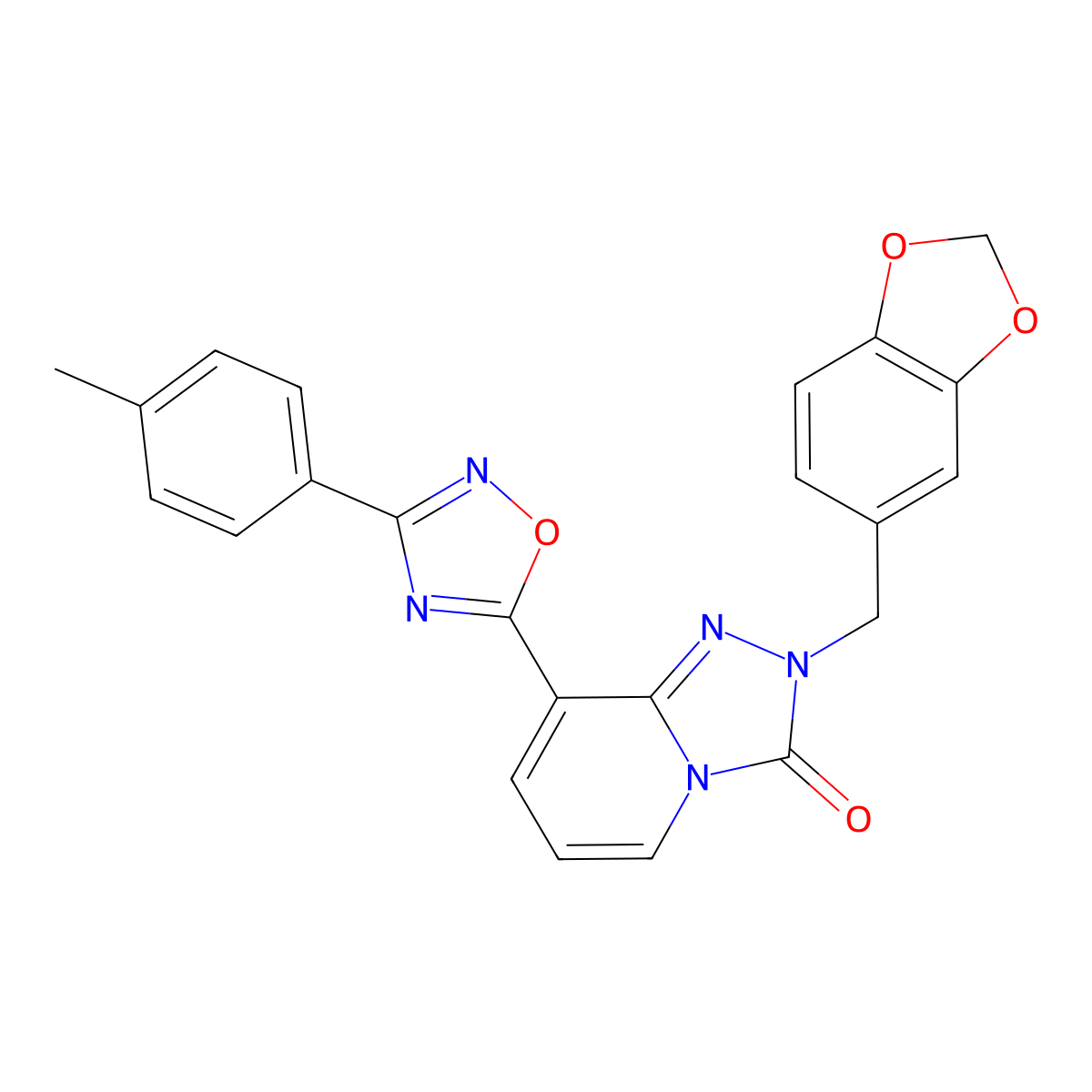 2-(benzo[d][1,3]dioxol-5-ylmethyl)-8-(3-(p-tolyl)-1,2,4-oxadiazol-5-yl)-[1,2,4]triazolo[4,3-a]pyridin-3(2H)-one molecular structure, CAS 1189472-91-0