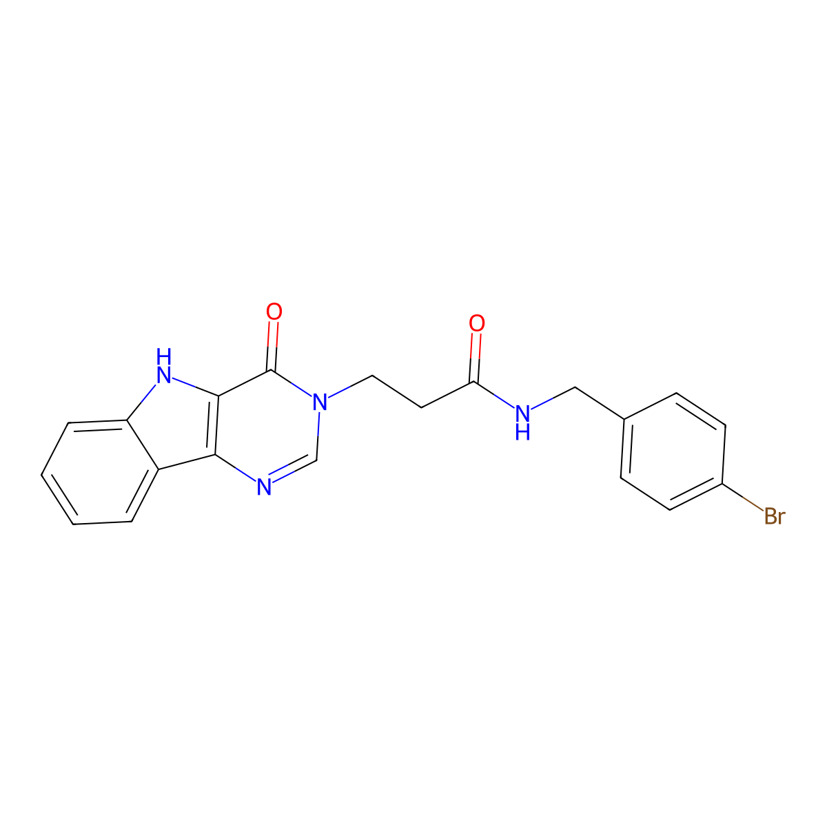 N-(4-bromobenzyl)-3-(4-oxo-4,5-dihydro-3H-pyrimido[5,4-b]indol-3-yl)propanamide molecular structure, CAS 1189475-53-3