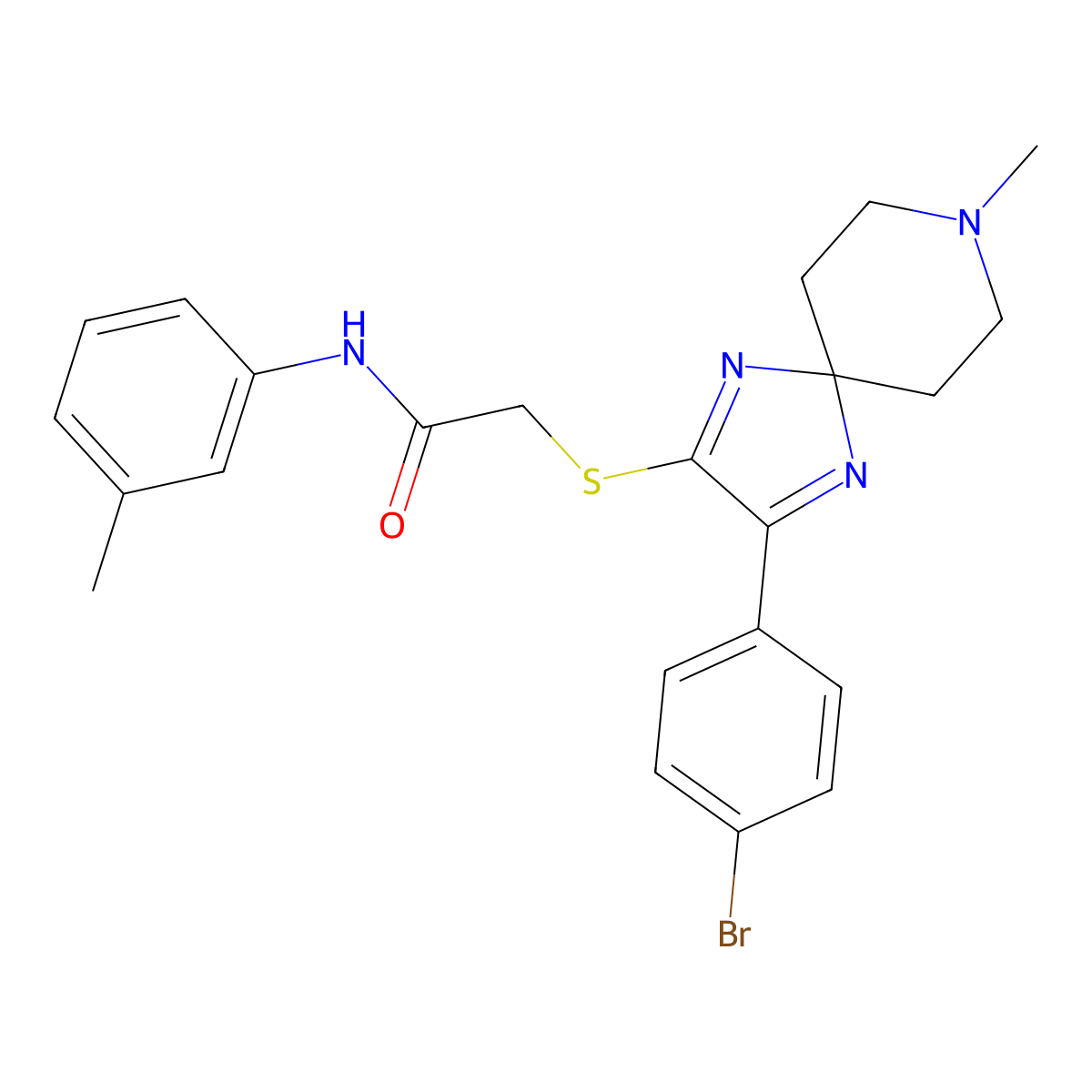 2-((3-(4-bromophenyl)-8-methyl-1,4,8-triazaspiro[4.5]deca-1,3-dien-2-yl)thio)-N-(m-tolyl)acetamide molecular structure, CAS 1189476-21-8