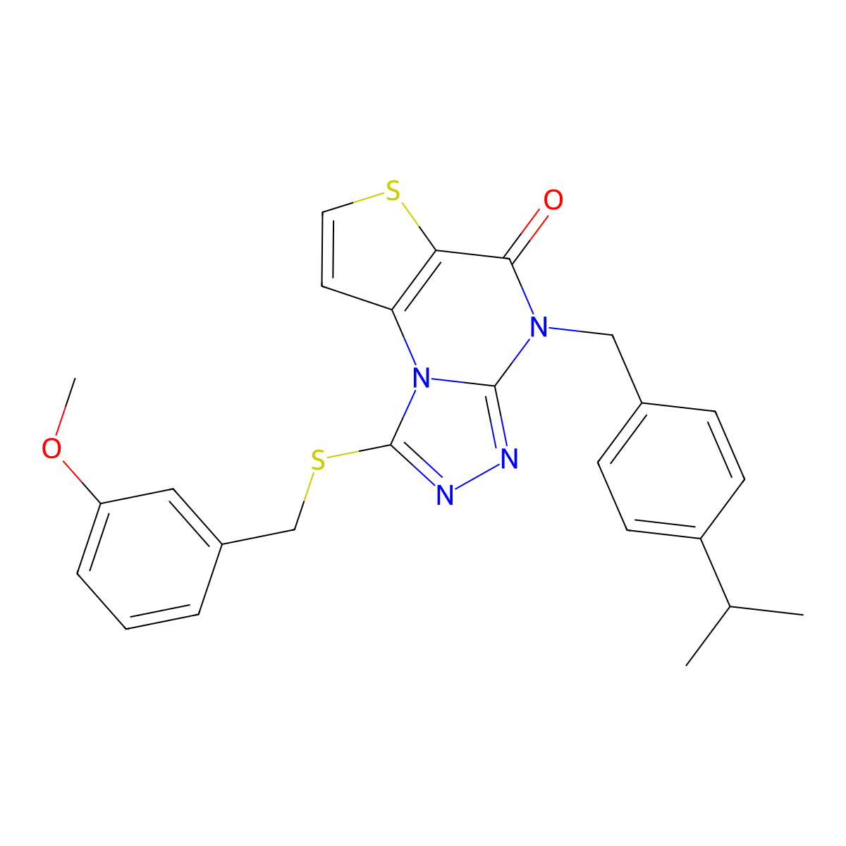 4-(4-isopropylbenzyl)-1-((3-methoxybenzyl)thio)thieno[2,3-e][1,2,4]triazolo[4,3-a]pyrimidin-5(4H)-one molecular structure, CAS 1189476-29-6