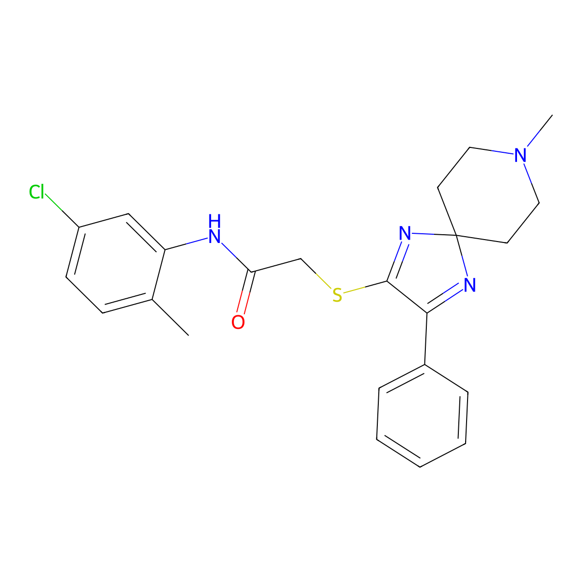 N-(5-Chloro-2-methylphenyl)-2-({8-methyl-3-phenyl-1,4,8-triazaspiro[4.5]deca-1,3-dien-2-YL}sulfanyl)acetamide molecular structure, CAS 1189476-58-1
