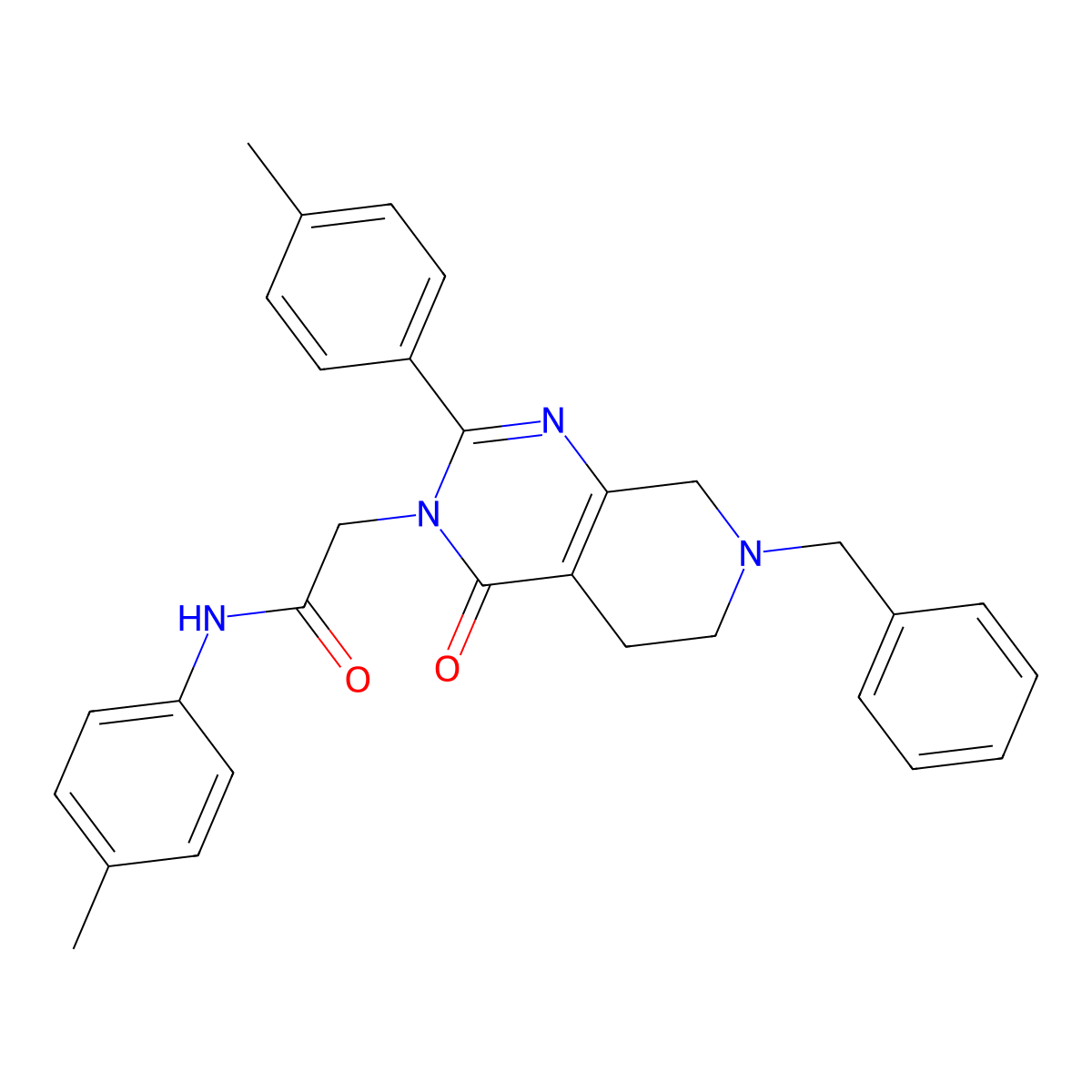 2-[7-benzyl-2-(4-methylphenyl)-4-oxo-3H,4H,5H,6H,7H,8H-pyrido[3,4-d]pyrimidin-3-yl]-N-(4-methylphenyl)acetamide molecular structure, CAS 1189476-65-0