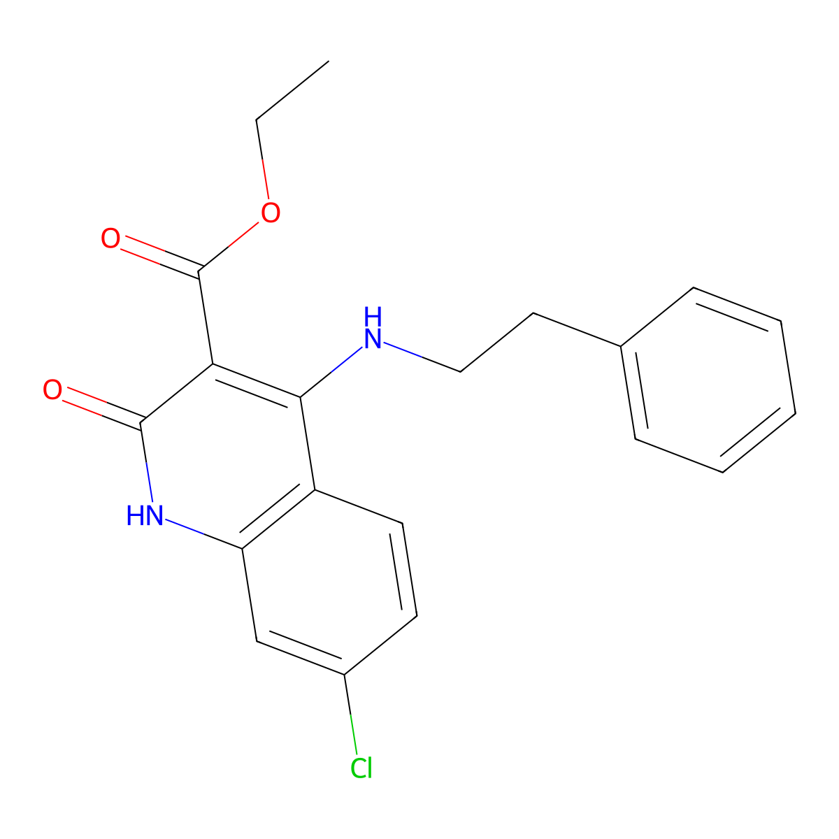 Ethyl 7-chloro-2-oxo-4-(phenethylamino)-1,2-dihydroquinoline-3-carboxylate molecular structure, CAS 1189477-30-2