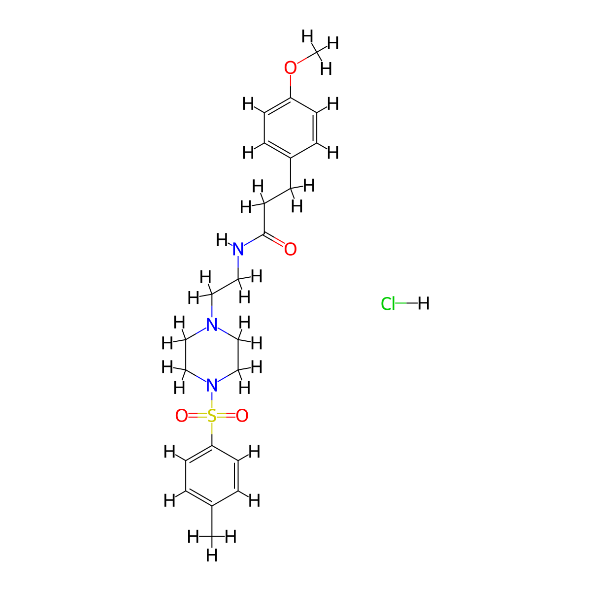 3-(4-methoxyphenyl)-N-(2-(4-tosylpiperazin-1-yl)ethyl)propanamide hydrochloride molecular structure, CAS 1189477-31-3