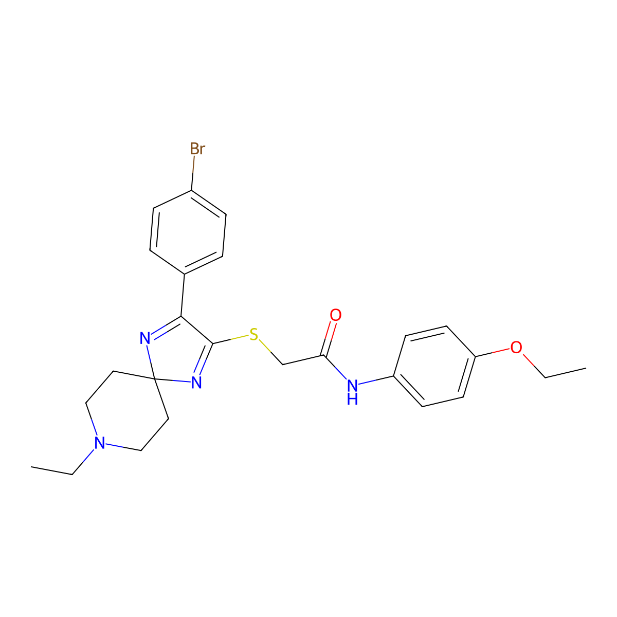 2-((3-(4-bromophenyl)-8-ethyl-1,4,8-triazaspiro[4.5]deca-1,3-dien-2-yl)thio)-N-(4-ethoxyphenyl)acetamide molecular structure, CAS 1189477-76-6