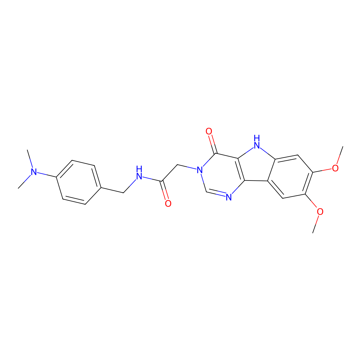 2-(7,8-dimethoxy-4-oxo-4,5-dihydro-3H-pyrimido[5,4-b]indol-3-yl)-N-[4-(dimethylamino)benzyl]acetamide molecular structure, CAS 1189477-99-3