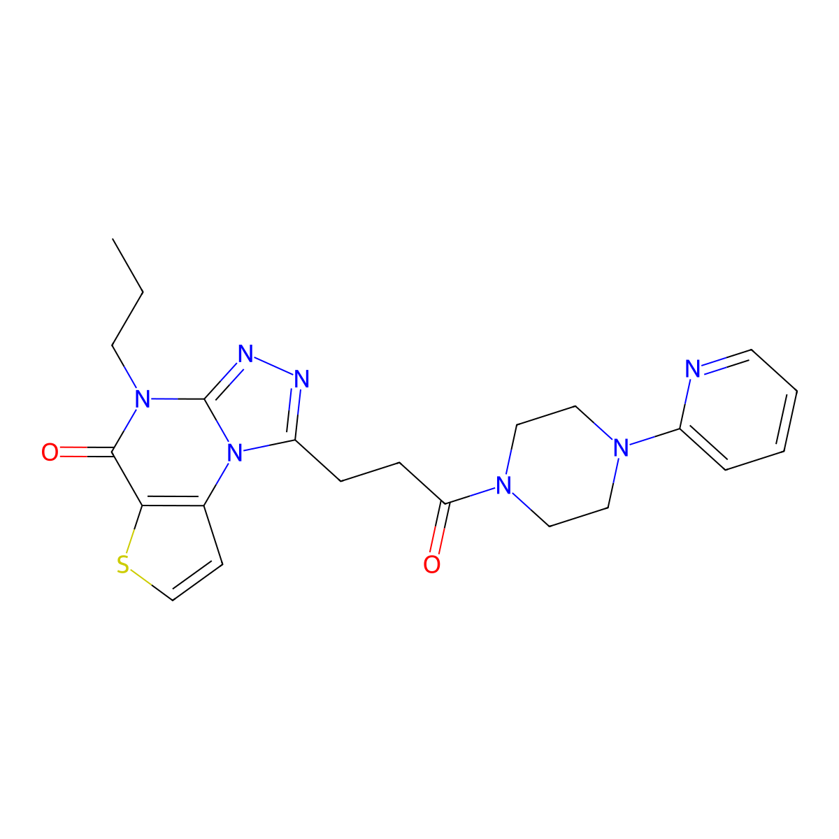 1-(3-oxo-3-(4-(pyridin-2-yl)piperazin-1-yl)propyl)-4-propylthieno[2,3-e][1,2,4]triazolo[4,3-a]pyrimidin-5(4H)-one molecular structure, CAS 1189478-20-3