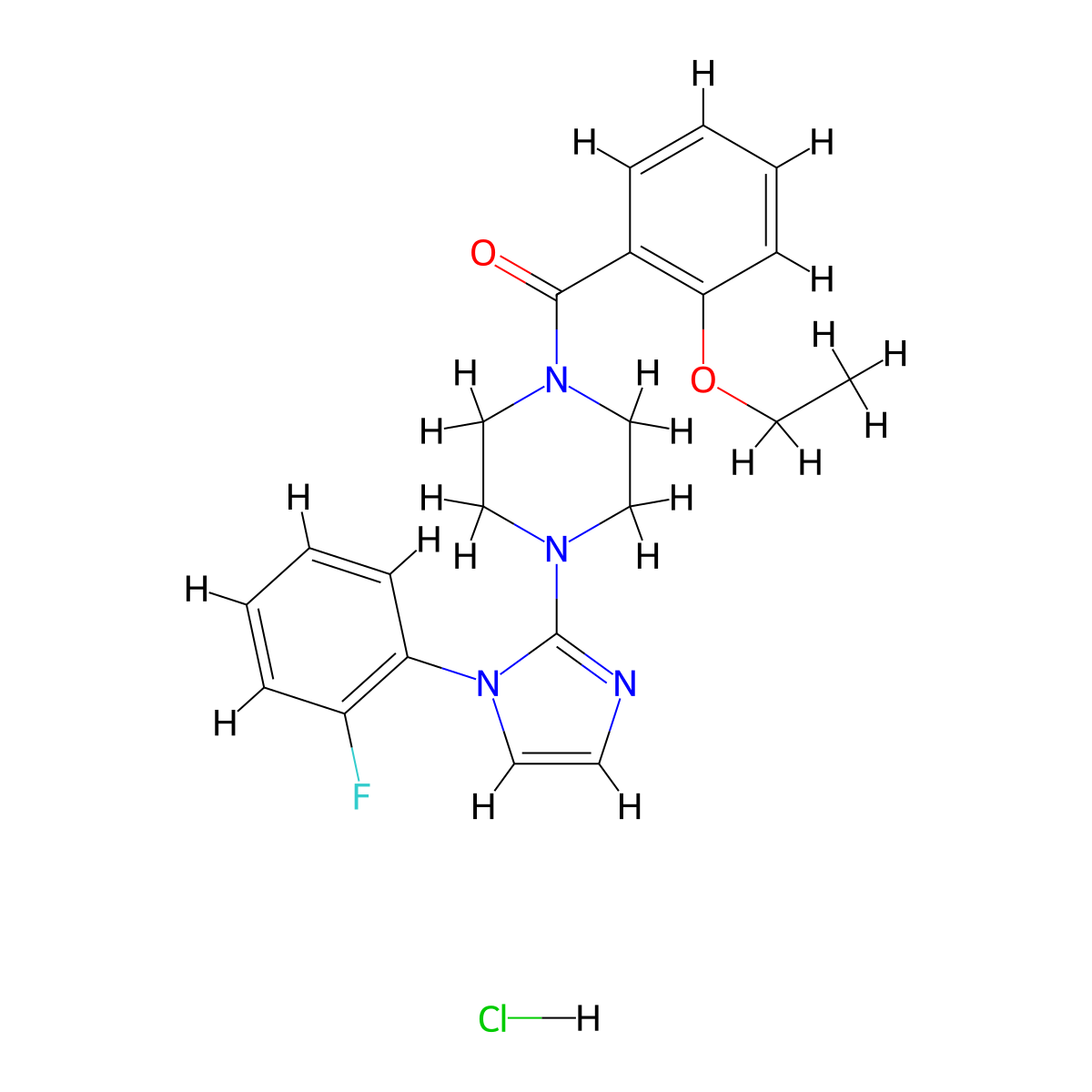 (2-ethoxyphenyl)(4-(1-(2-fluorophenyl)-1H-imidazol-2-yl)piperazin-1-yl)methanone hydrochloride molecular structure, CAS 1189478-33-8