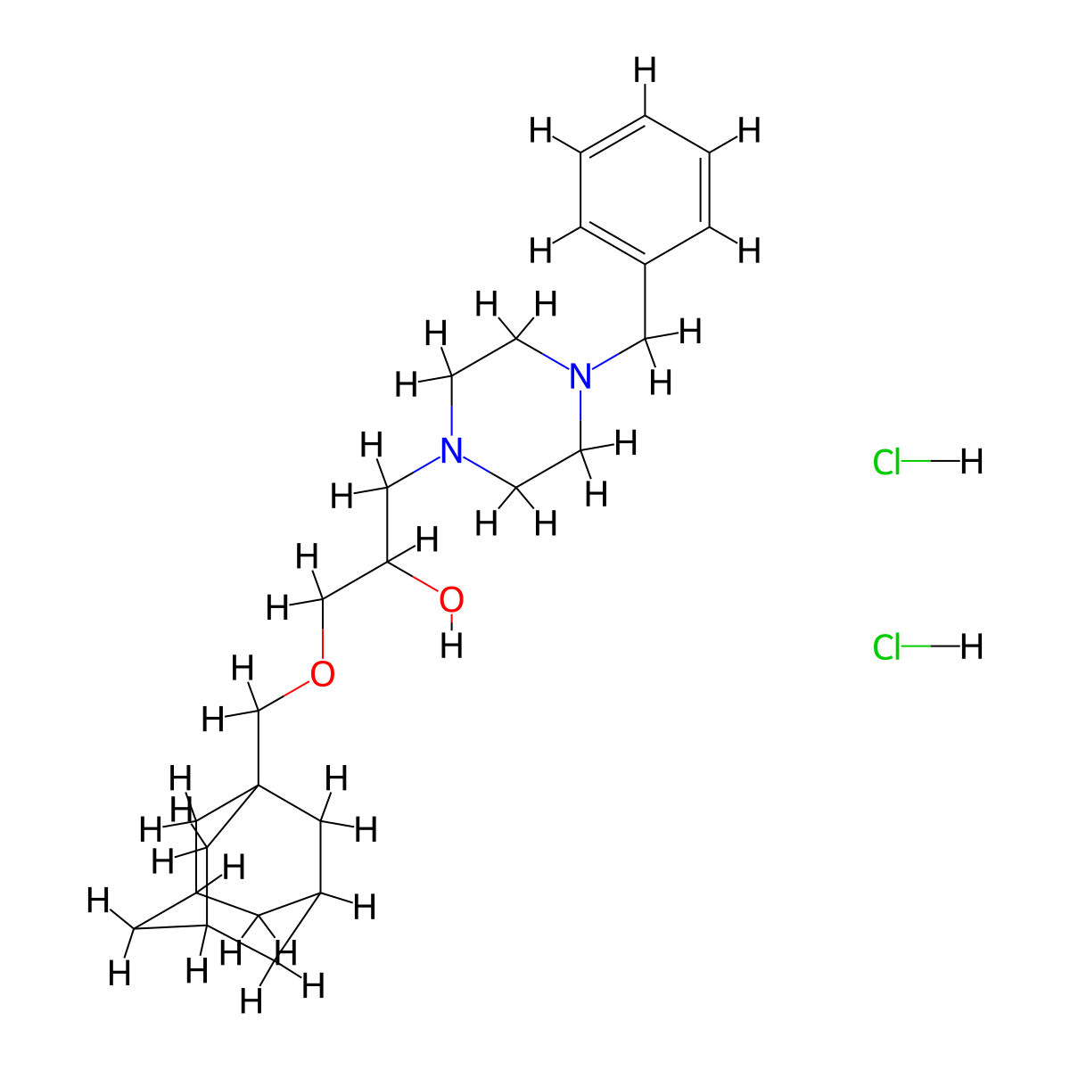 1-((3r,5r,7r)-Adamantan-1-ylmethoxy)-3-(4-benzylpiperazin-1-yl)propan-2-ol dihydrochloride molecular structure, CAS 1189479-29-5