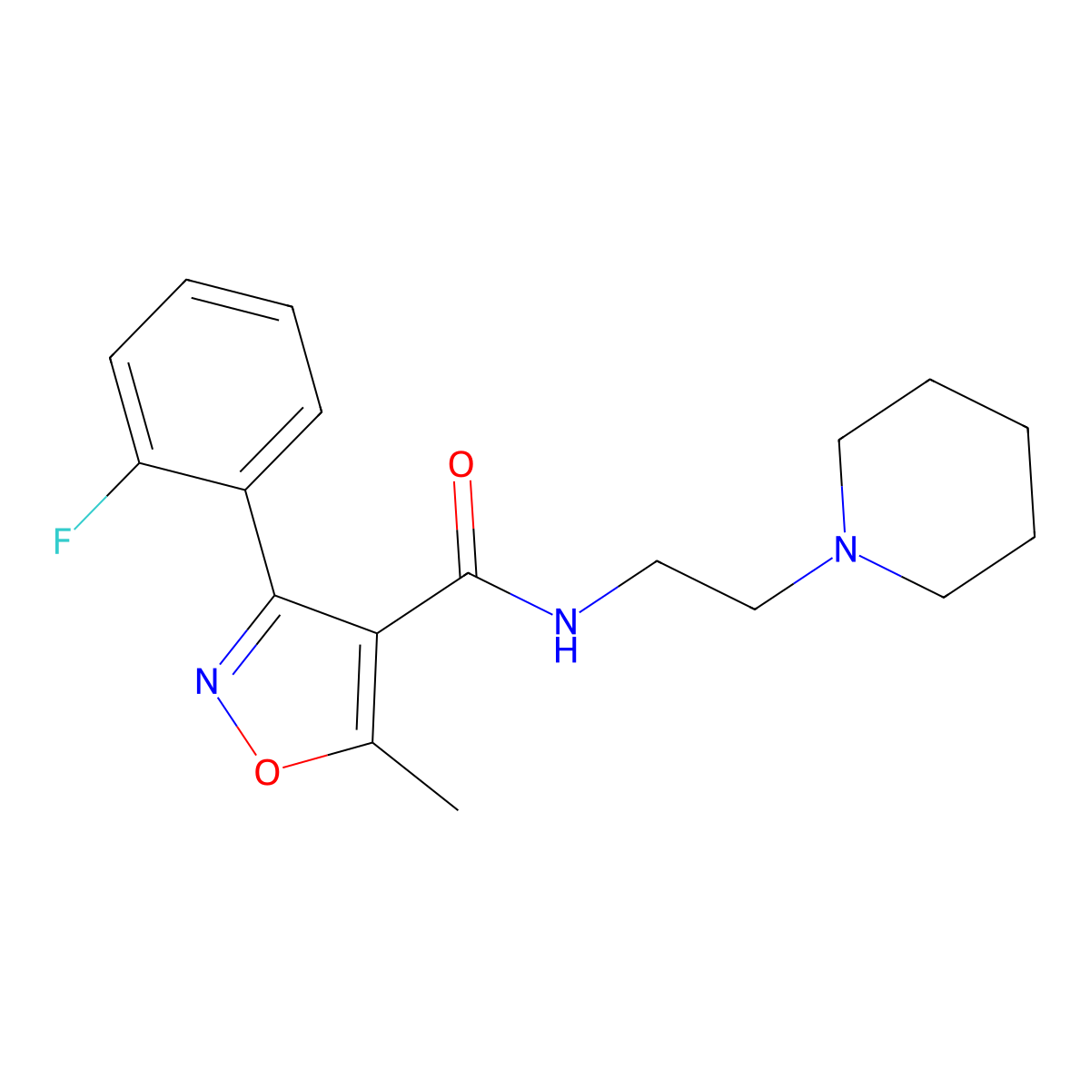 3-(2-fluorophenyl)-5-methyl-N-(2-piperidin-1-ylethyl)isoxazole-4-carboxamide molecular structure, CAS 1189479-61-5