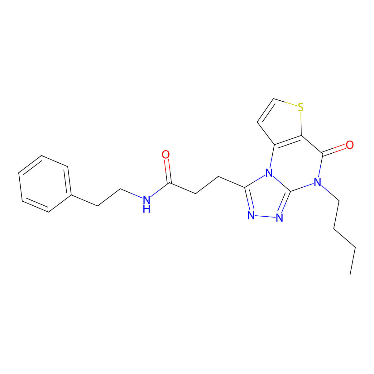 3-(4-butyl-5-oxo-4,5-dihydrothieno[2,3-e][1,2,4]triazolo[4,3-a]pyrimidin-1-yl)-N-(2-phenylethyl)propanamide molecular structure, CAS 1189479-83-1