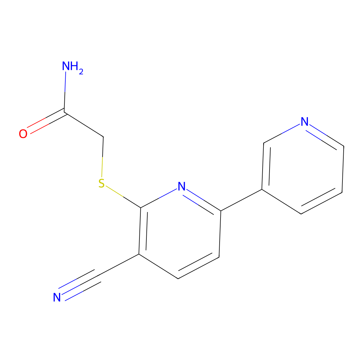 2-(3-Cyano-6-pyridin-3-ylpyridin-2-yl)sulfanylacetamide molecular structure, CAS 118948-00-8