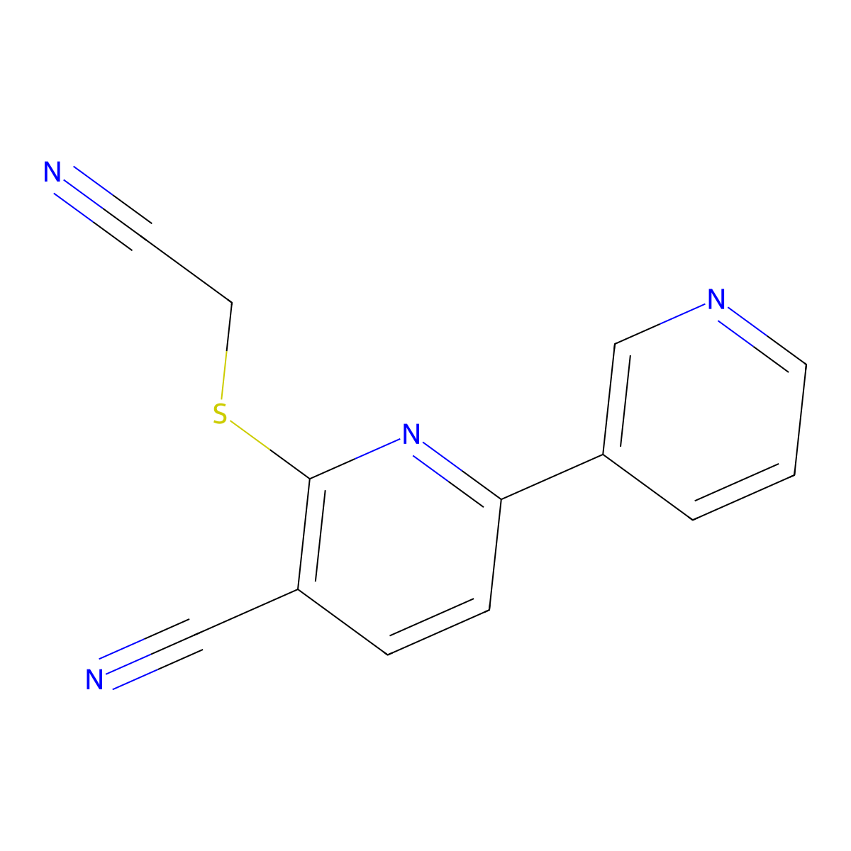 2-(Cyanomethylsulfanyl)-6-pyridin-3-ylpyridine-3-carbonitrile molecular structure, CAS 118948-01-9