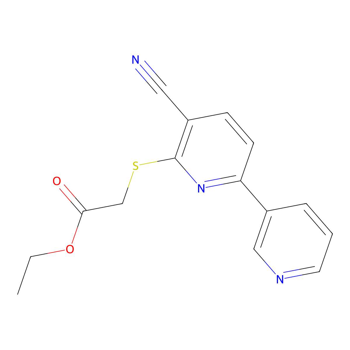 Ethyl 2-(3-cyano-6-pyridin-3-ylpyridin-2-yl)sulfanylacetate molecular structure, CAS 118948-02-0
