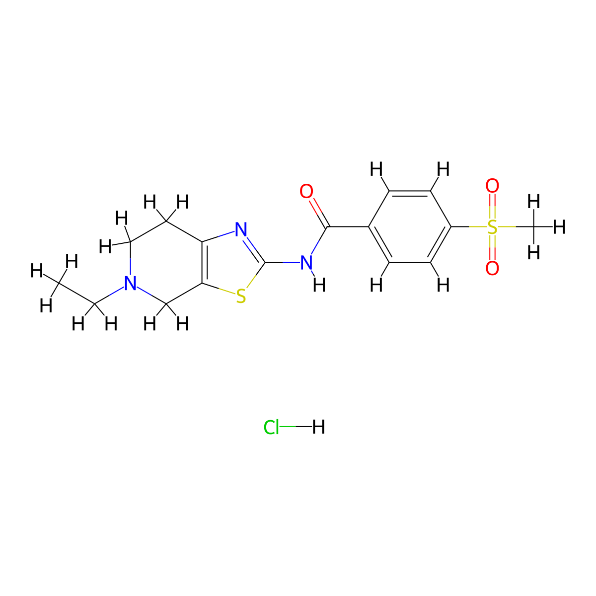 N-(5-ethyl-4,5,6,7-tetrahydrothiazolo[5,4-c]pyridin-2-yl)-4-(methylsulfonyl)benzamide hydrochloride molecular structure, CAS 1189480-53-2