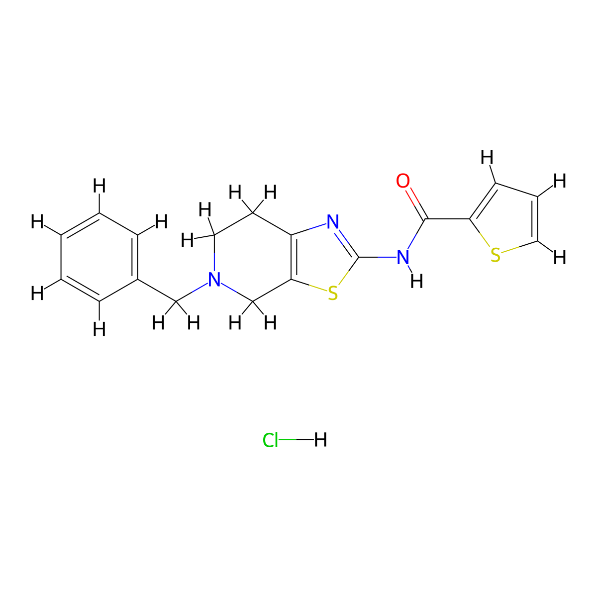 N-(5-benzyl-4,5,6,7-tetrahydrothiazolo[5,4-c]pyridin-2-yl)thiophene-2-carboxamide hydrochloride molecular structure, CAS 1189481-15-9