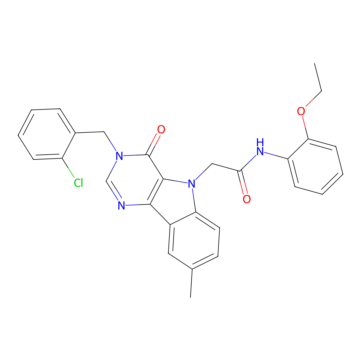2-(3-(2-chlorobenzyl)-8-methyl-4-oxo-3H-pyrimido[5,4-b]indol-5(4H)-yl)-N-(2-ethoxyphenyl)acetamide molecular structure, CAS 1189481-70-6