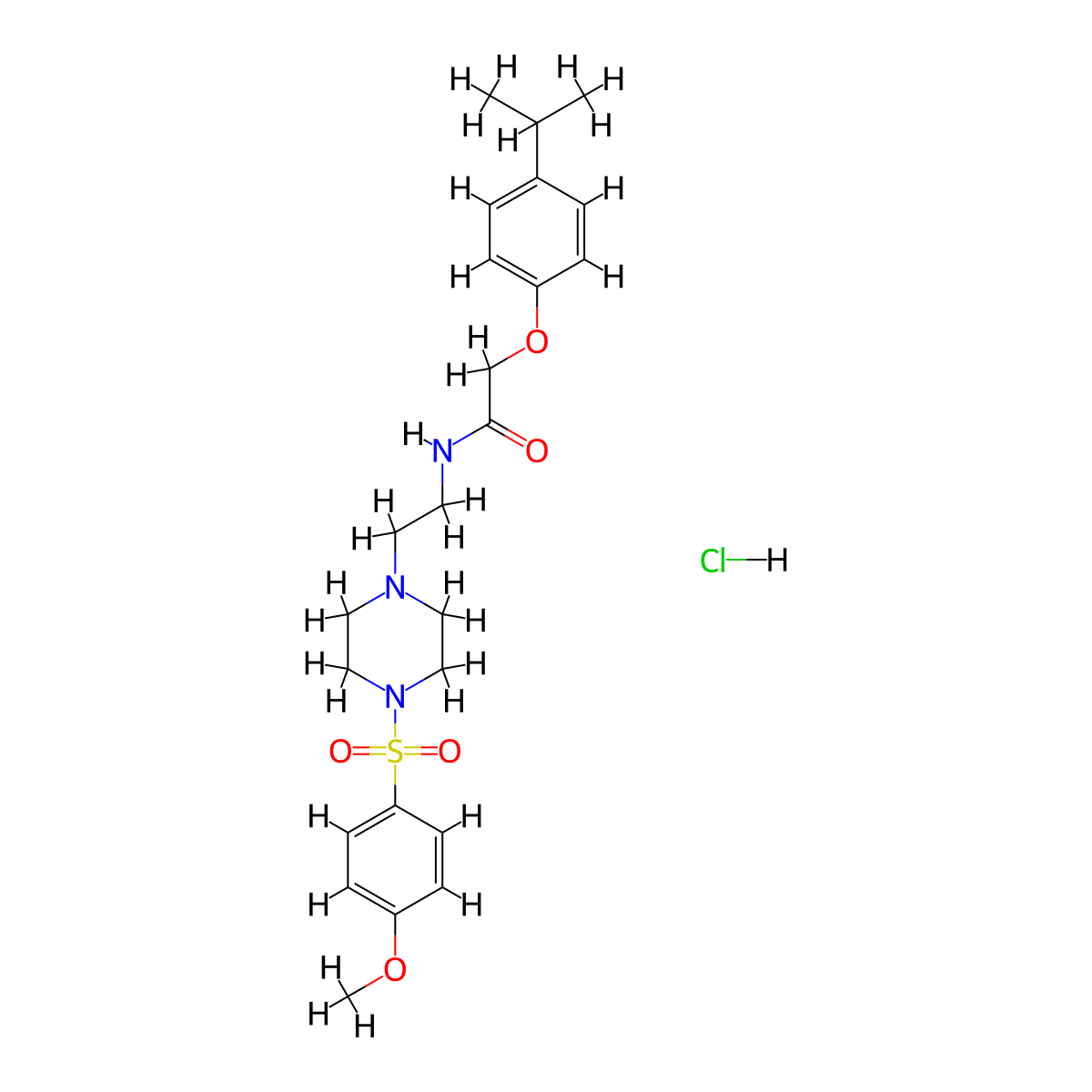 2-(4-isopropylphenoxy)-N-(2-(4-((4-methoxyphenyl)sulfonyl)piperazin-1-yl)ethyl)acetamide hydrochloride molecular structure, CAS 1189482-18-5