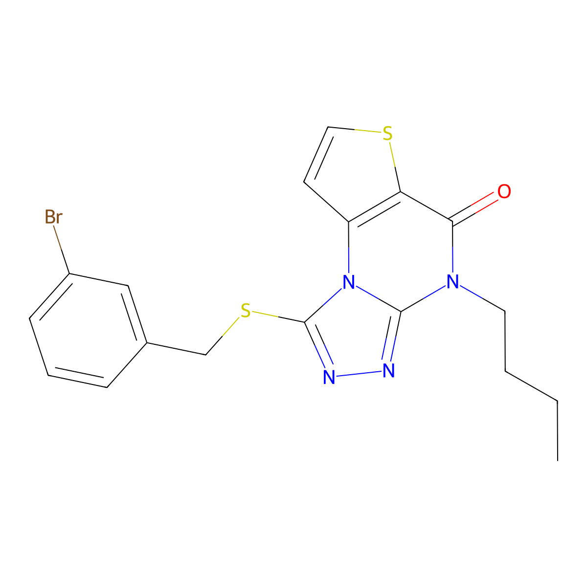 1-((3-bromobenzyl)thio)-4-butylthieno[2,3-e][1,2,4]triazolo[4,3-a]pyrimidin-5(4H)-one molecular structure, CAS 1189482-20-9