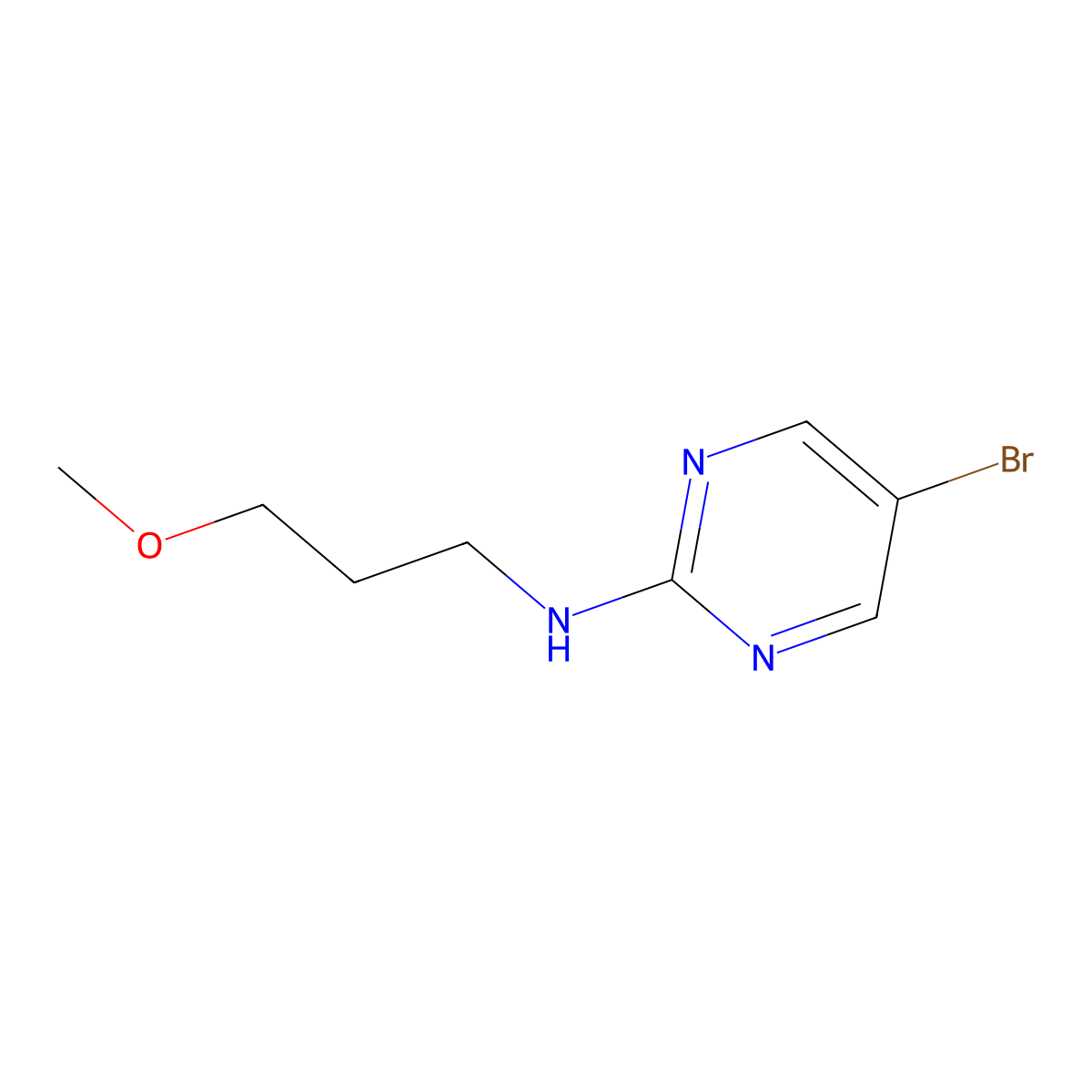 5-bromo-N-(3-methoxypropyl)pyrimidin-2-amine molecular structure, CAS 1189482-51-6