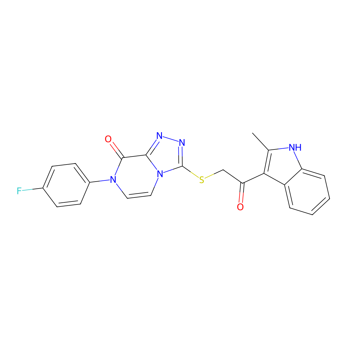 7-(4-fluorophenyl)-3-{[2-(2-methyl-1H-indol-3-yl)-2-oxoethyl]thio}[1,2,4]triazolo[4,3-a]pyrazin-8(7H)-one molecular structure, CAS 1189482-95-8