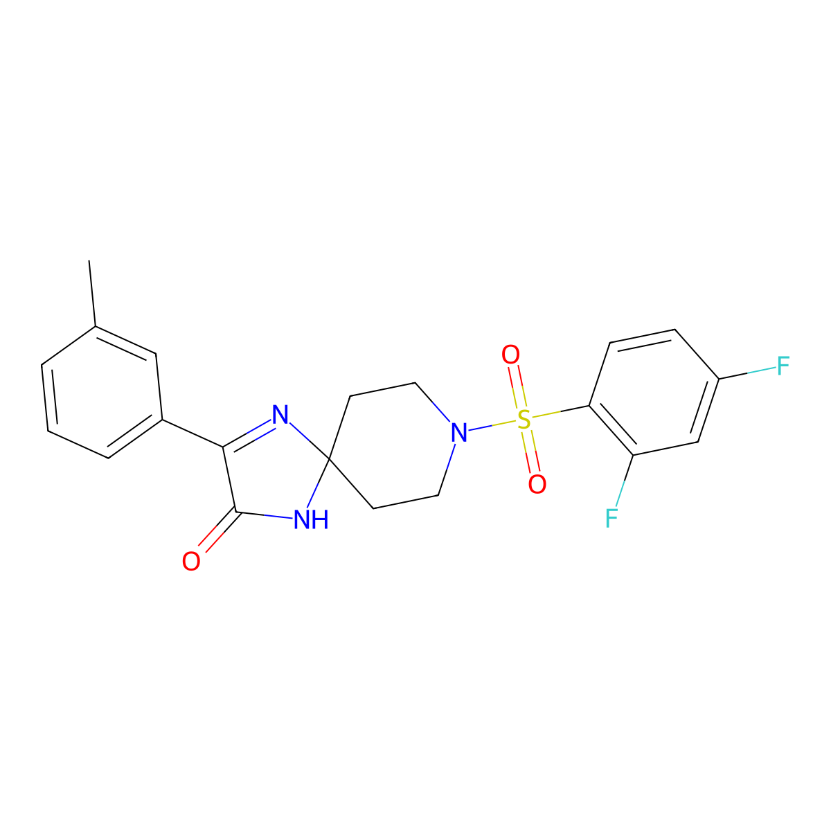 8-((2,4-Difluorophenyl)sulfonyl)-3-(m-tolyl)-1,4,8-triazaspiro[4.5]dec-3-en-2-one molecular structure, CAS 1189482-98-1