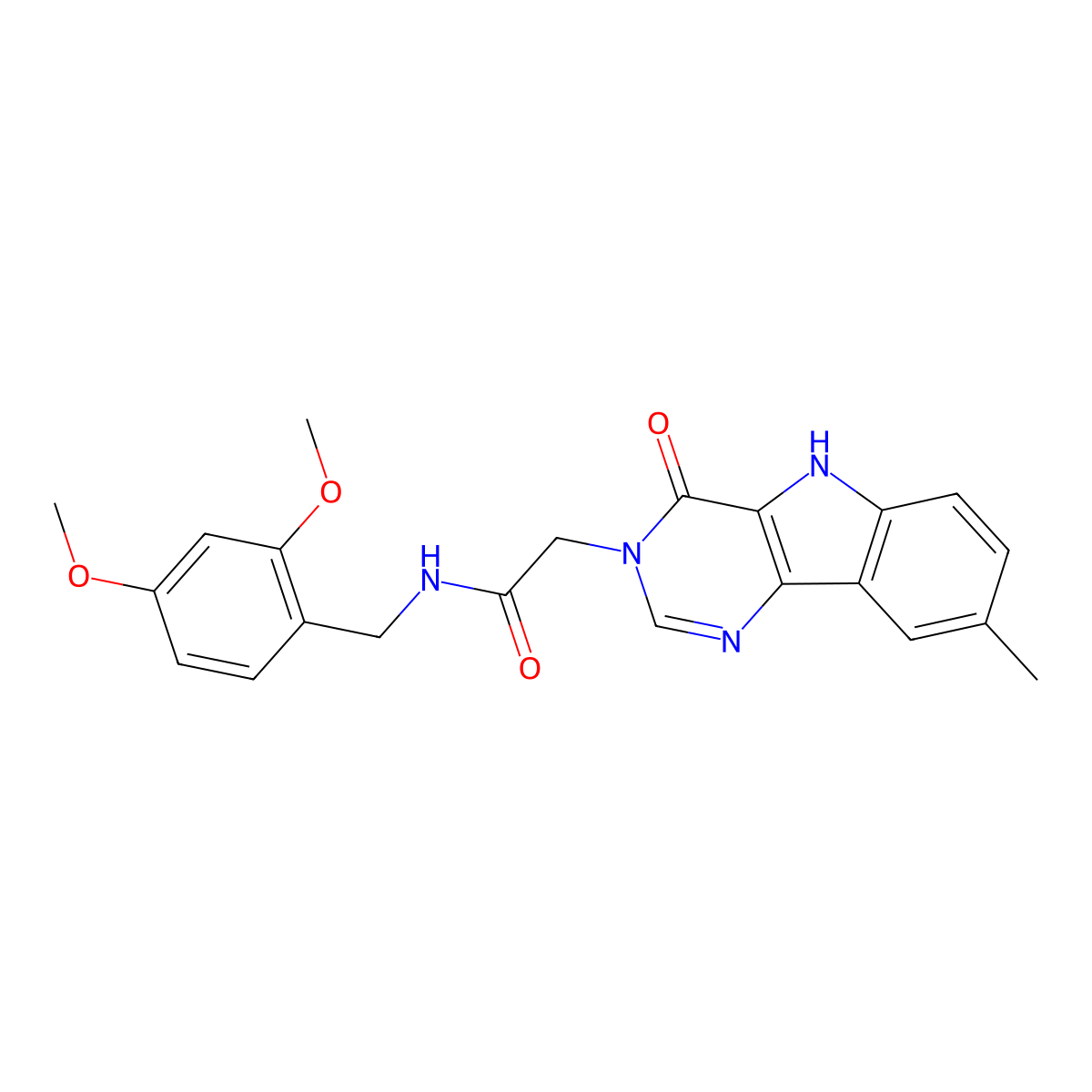 N-(2,4-dimethoxybenzyl)-2-(8-methyl-4-oxo-4,5-dihydro-3H-pyrimido[5,4-b]indol-3-yl)acetamide molecular structure, CAS 1189483-07-5