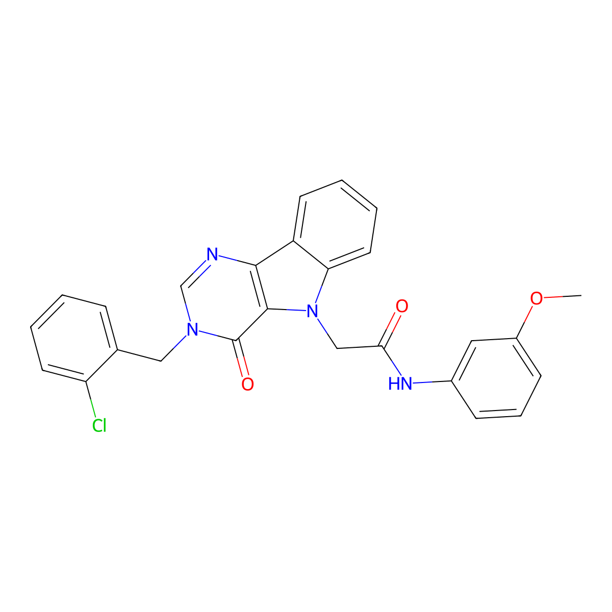 2-(3-(2-chlorobenzyl)-4-oxo-3H-pyrimido[5,4-b]indol-5(4H)-yl)-N-(3-methoxyphenyl)acetamide molecular structure, CAS 1189483-44-0