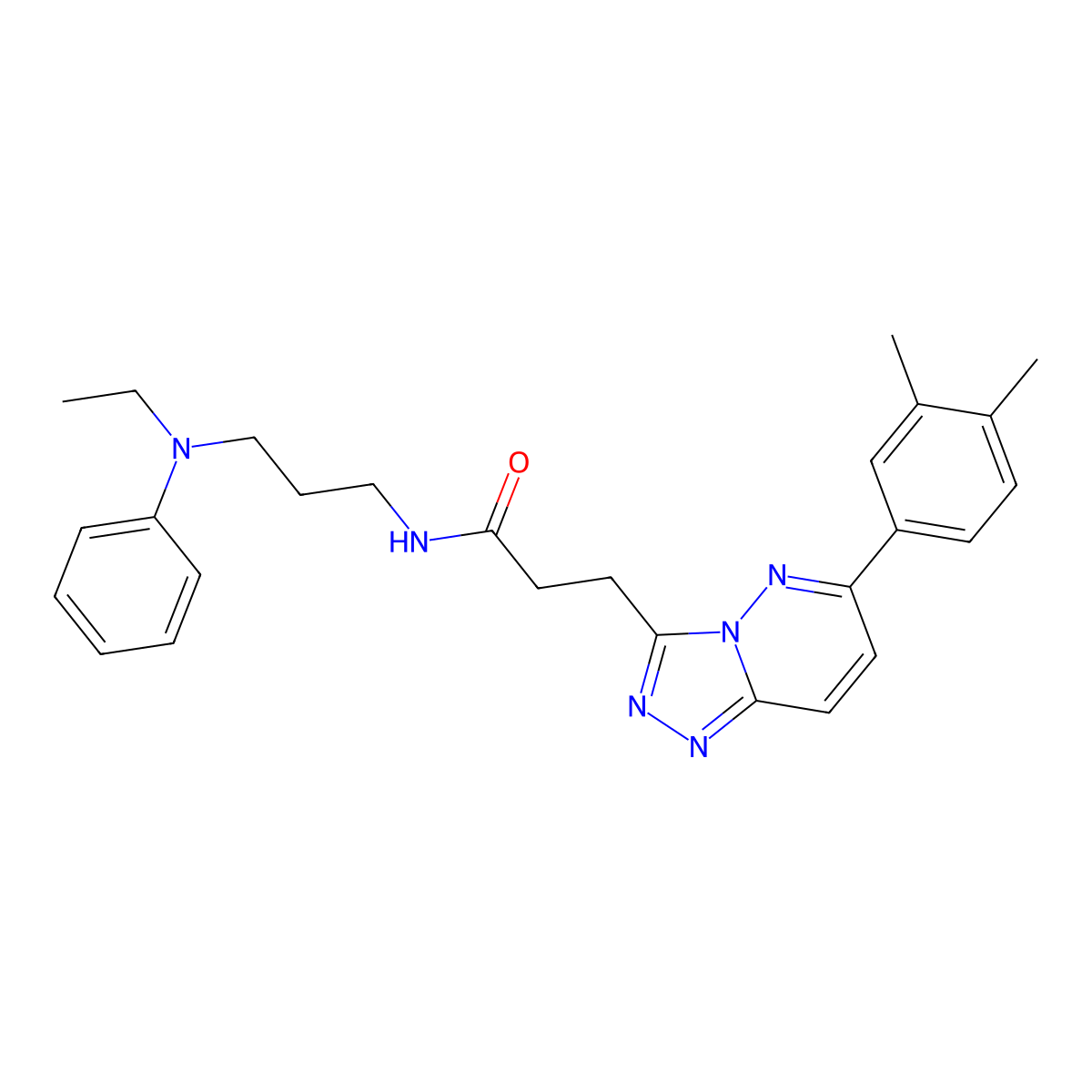 3-[6-(3,4-dimethylphenyl)-[1,2,4]triazolo[4,3-b]pyridazin-3-yl]-N-{3-[ethyl(phenyl)amino]propyl}propanamide molecular structure, CAS 1189483-47-3