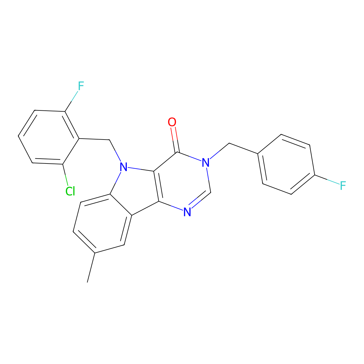 5-(2-chloro-6-fluorobenzyl)-3-(4-fluorobenzyl)-8-methyl-3H-pyrimido[5,4-b]indol-4(5H)-one molecular structure, CAS 1189484-11-4
