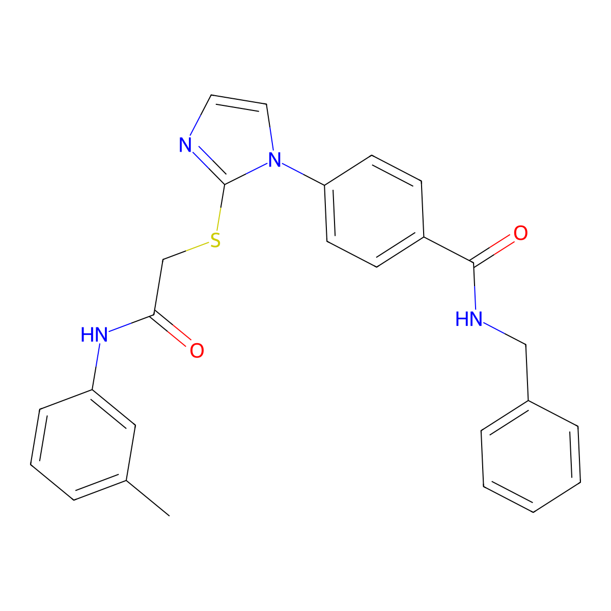 N-benzyl-4-(2-((2-oxo-2-(m-tolylamino)ethyl)thio)-1H-imidazol-1-yl)benzamide molecular structure, CAS 1189484-69-2