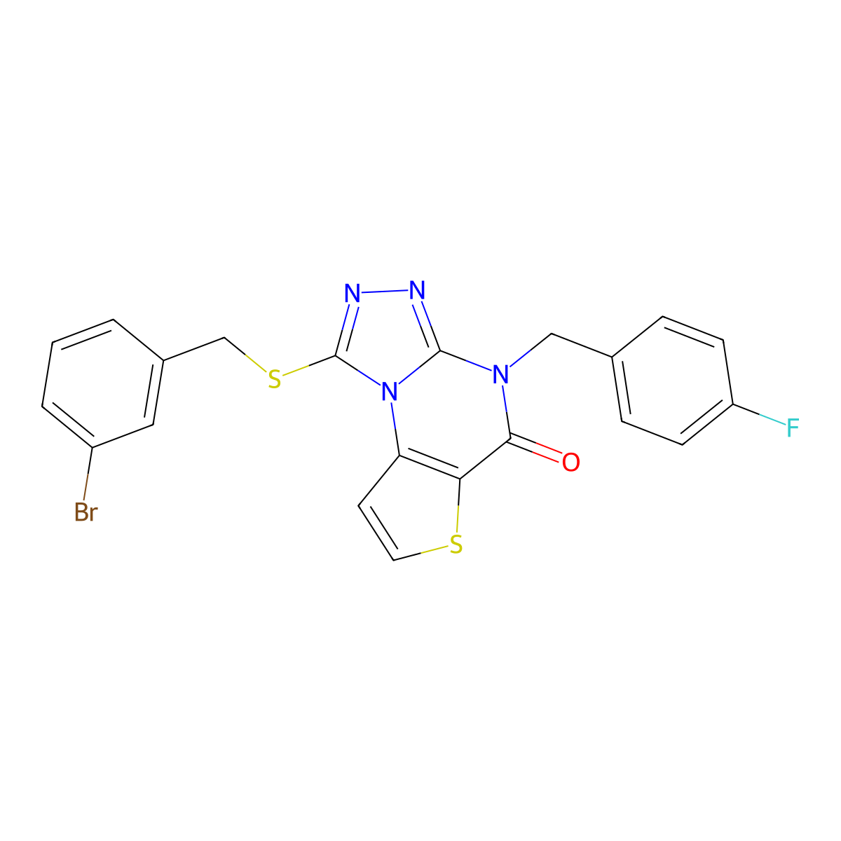 1-((3-bromobenzyl)thio)-4-(4-fluorobenzyl)thieno[2,3-e][1,2,4]triazolo[4,3-a]pyrimidin-5(4H)-one molecular structure, CAS 1189484-93-2