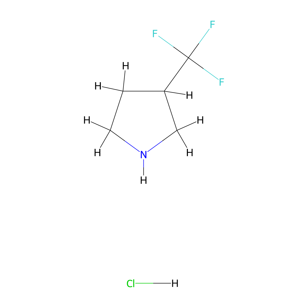 3-(Trifluoromethyl)pyrrolidine hydrochloride molecular structure, CAS 1189485-03-7