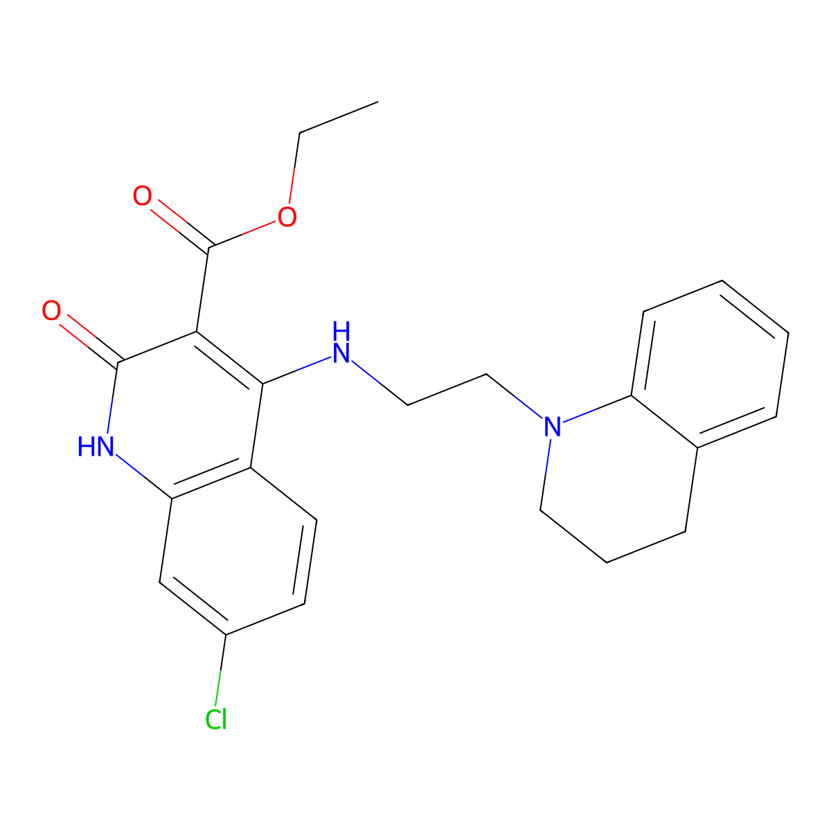 ethyl 7-chloro-4-((2-(3,4-dihydroquinolin-1(2H)-yl)ethyl)amino)-2-oxo-1,2-dihydroquinoline-3-carboxylate molecular structure, CAS 1189485-47-9