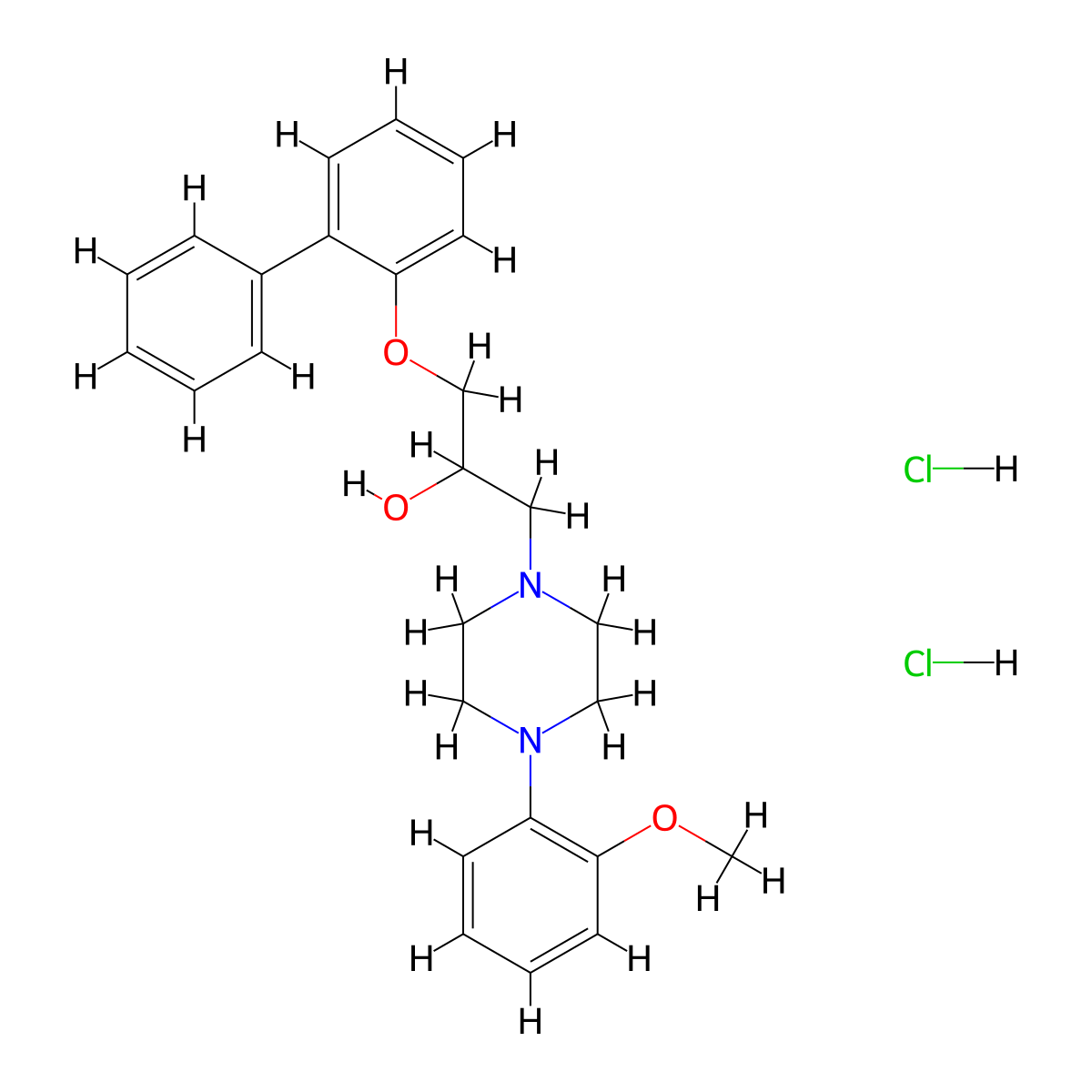1-{[1,1'-Biphenyl]-2-yloxy}-3-[4-(2-methoxyphenyl)piperazin-1-YL]propan-2-OL dihydrochloride molecular structure, CAS 1189485-57-1