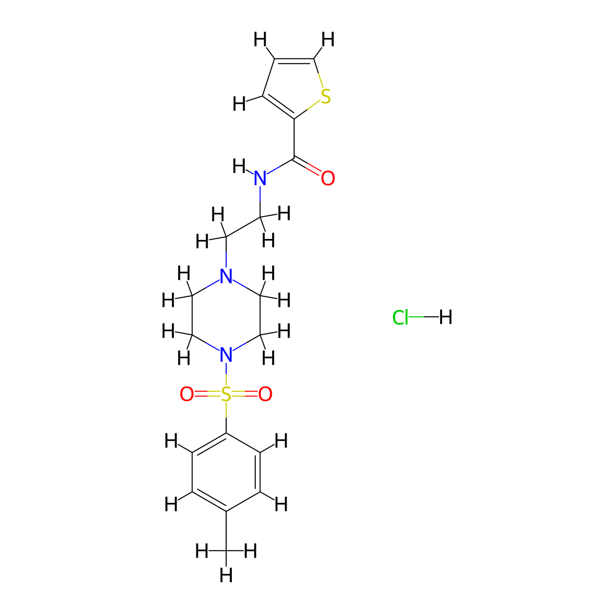 N-(2-(4-tosylpiperazin-1-yl)ethyl)thiophene-2-carboxamide hydrochloride molecular structure, CAS 1189486-50-7