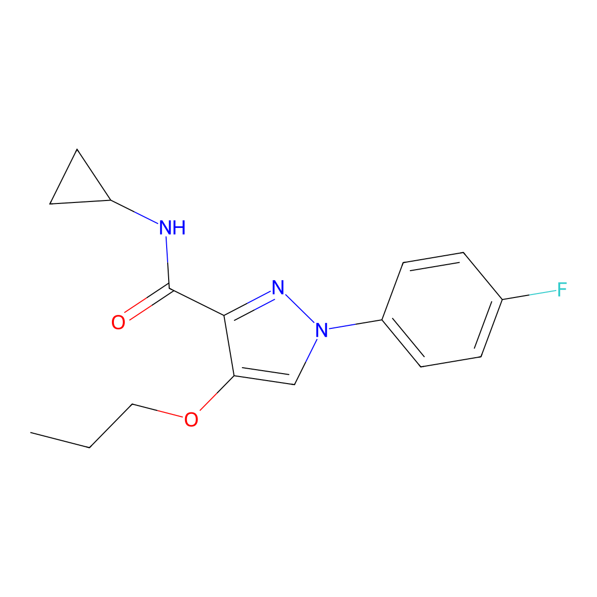 N-cyclopropyl-1-(4-fluorophenyl)-4-propoxy-1H-pyrazole-3-carboxamide molecular structure, CAS 1189486-59-6