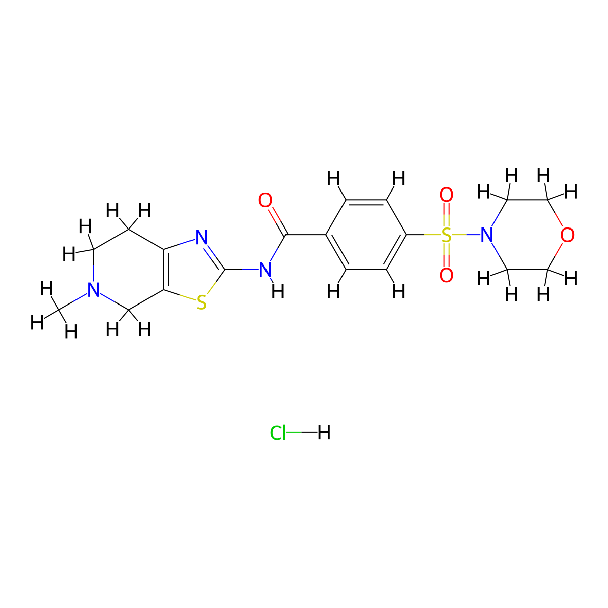 N-(5-methyl-4,5,6,7-tetrahydrothiazolo[5,4-c]pyridin-2-yl)-4-(morpholinosulfonyl)benzamide hydrochloride molecular structure, CAS 1189486-61-0