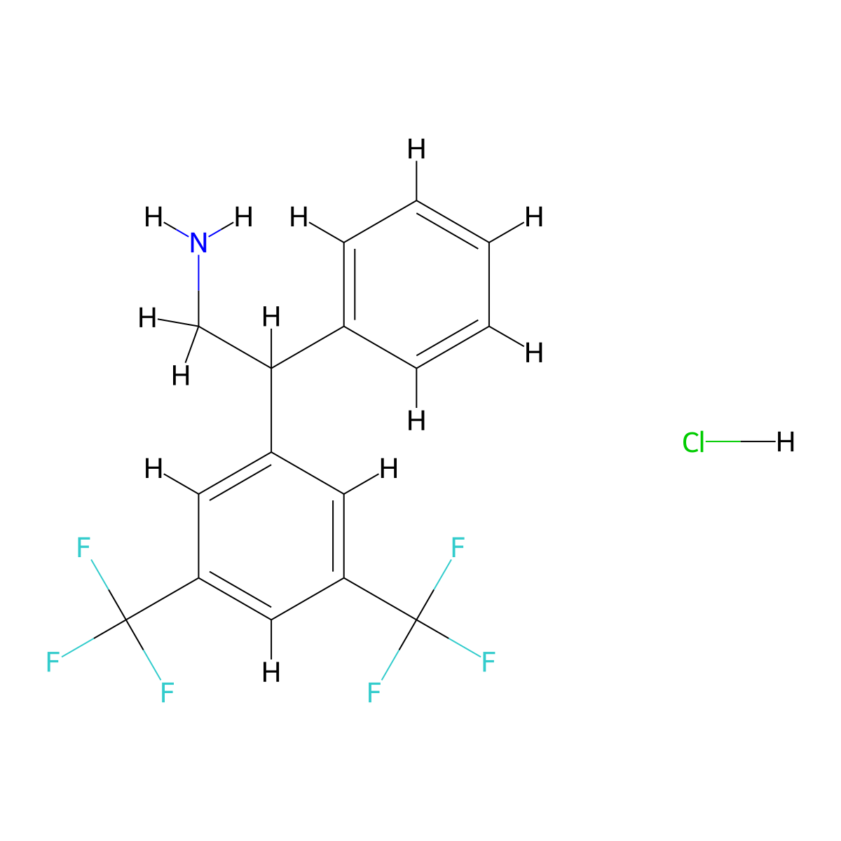 2-[3,5-Bis(trifluoromethyl)phenyl]-2-phenylethylamine hcl molecular structure, CAS 1189486-71-2