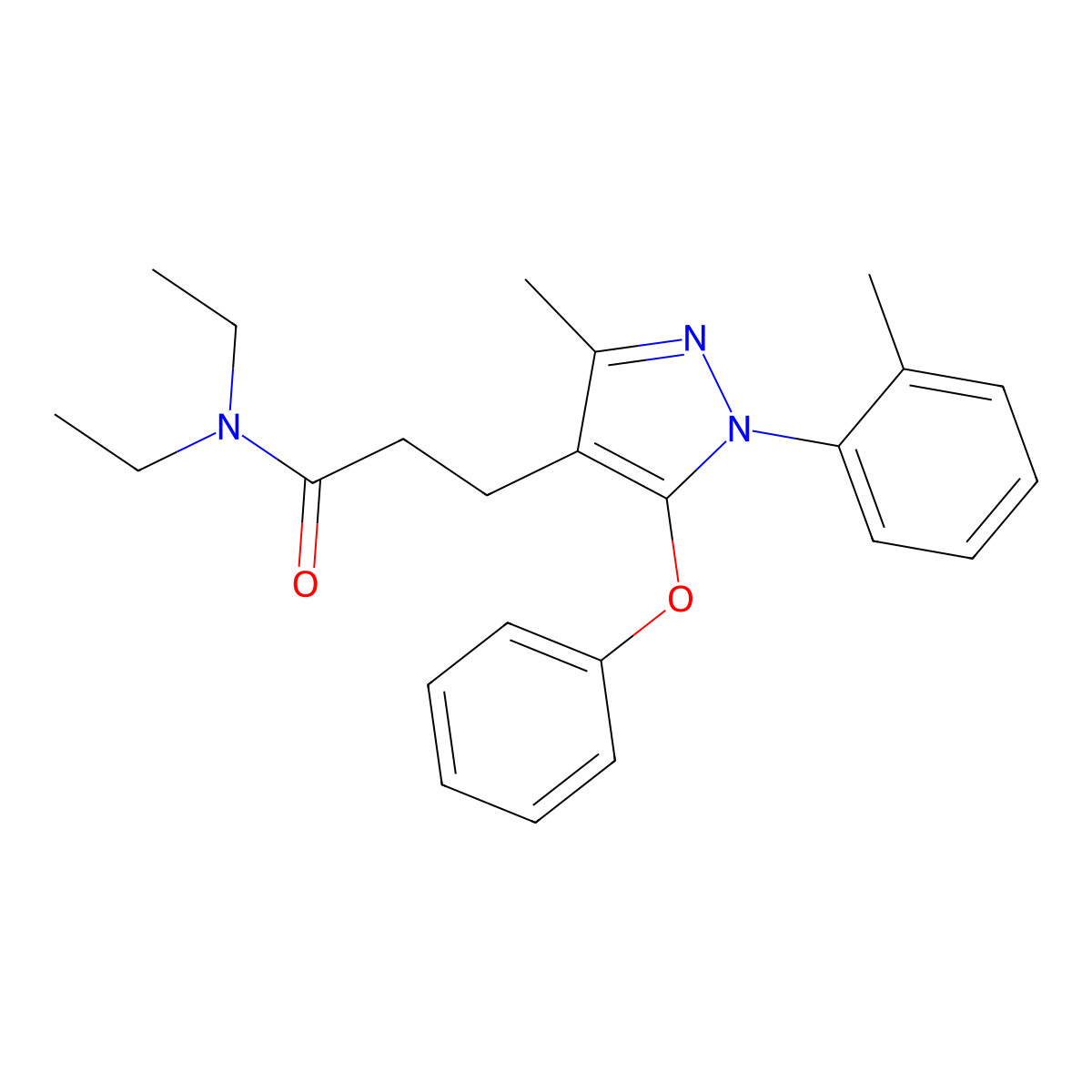 N~1~,N~1~-diethyl-3-[3-methyl-1-(2-methylphenyl)-5-phenoxy-1H-pyrazol-4-yl]propanamide molecular structure, CAS 1189486-73-4