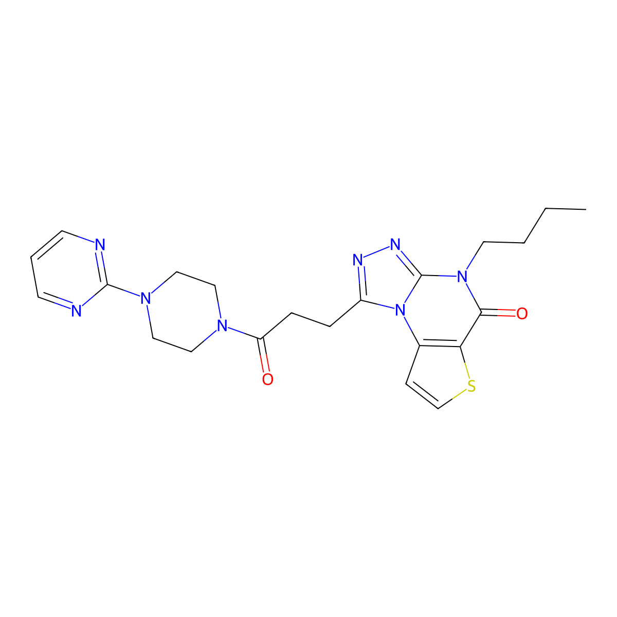8-Butyl-12-{3-oxo-3-[4-(pyrimidin-2-yl)piperazin-1-yl]propyl}-5-thia-1,8,10,11-tetraazatricyclo[7.3.0.0^{2,6}]dodeca-2(6),3,9,11-tetraen-7-one molecular structure, CAS 1189487-16-8