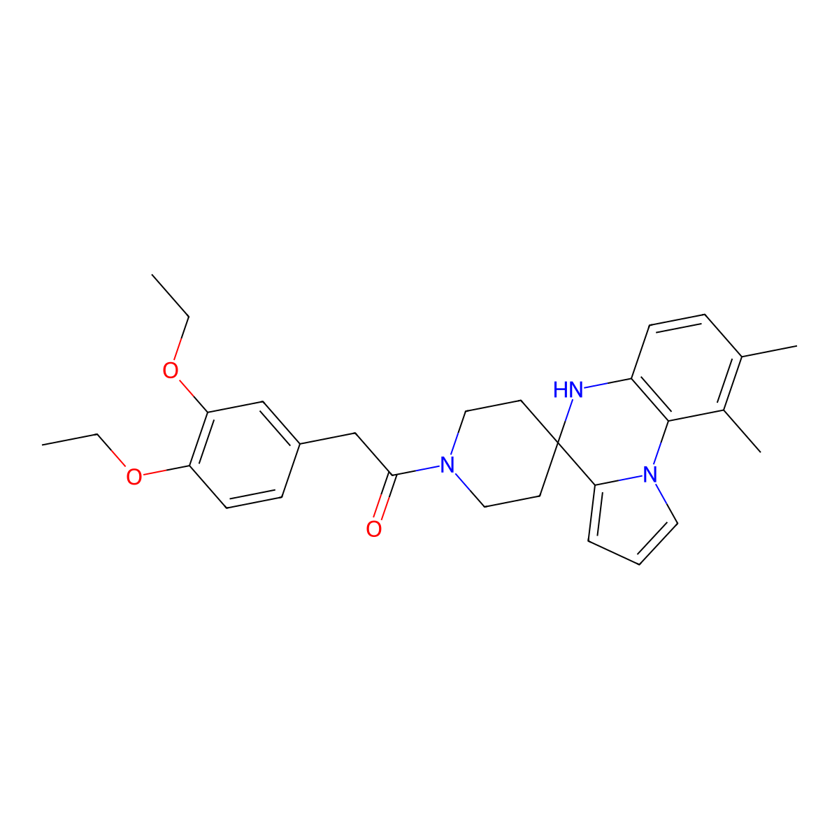 1-[(3,4-diethoxyphenyl)acetyl]-8',9'-dimethyl-5'H-spiro[piperidine-4,4'-pyrrolo[1,2-a]quinoxaline] molecular structure, CAS 1189487-49-7