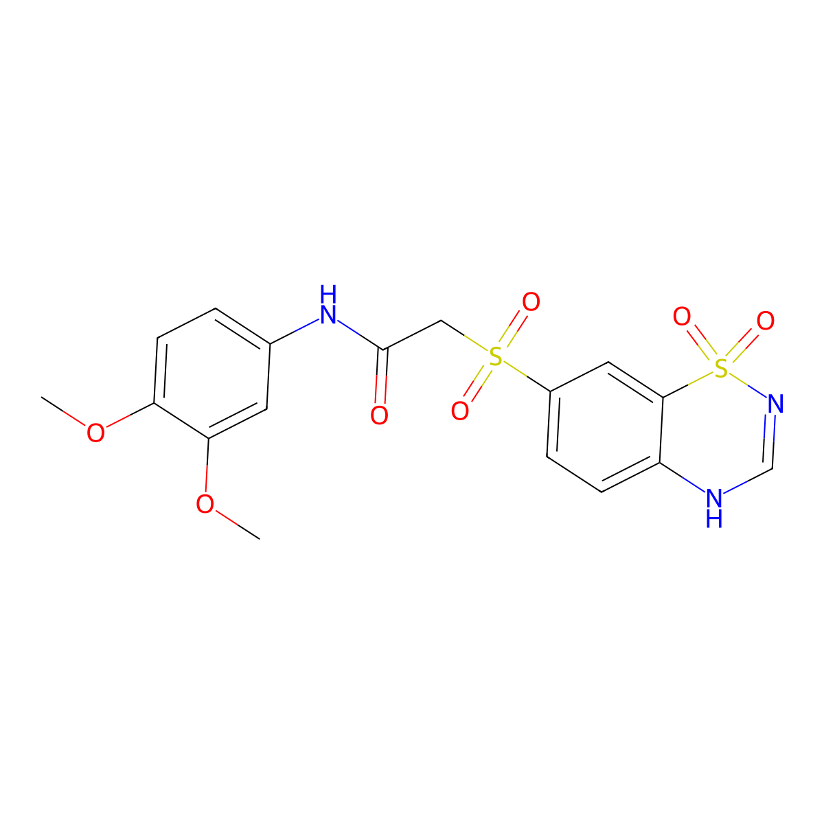 N-(3,4-dimethoxyphenyl)-2-[(1,1-dioxido-4H-1,2,4-benzothiadiazin-7-yl)sulfonyl]acetamide molecular structure, CAS 1189488-02-5
