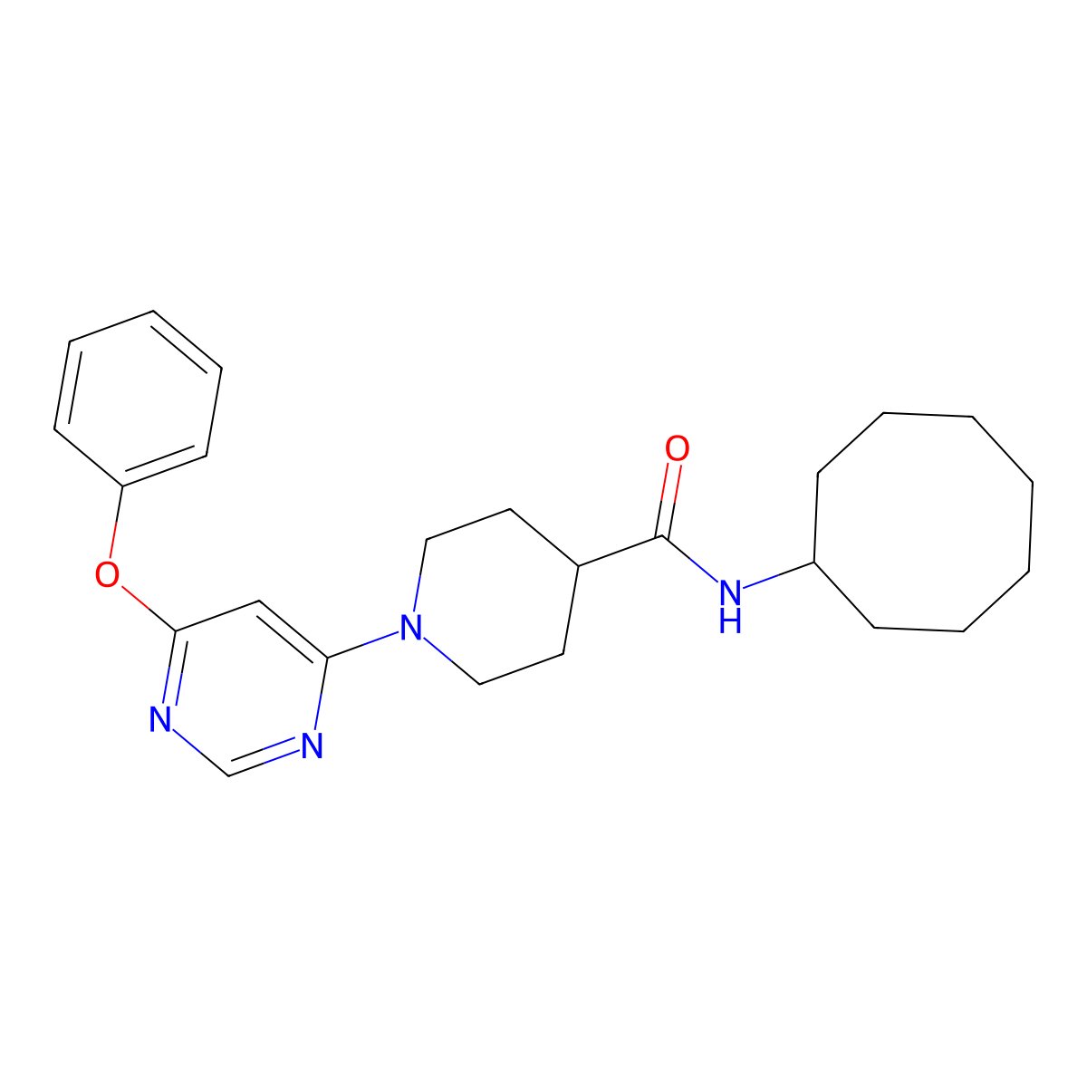 N-cyclooctyl-1-(6-phenoxypyrimidin-4-yl)piperidine-4-carboxamide molecular structure, CAS 1189488-78-5